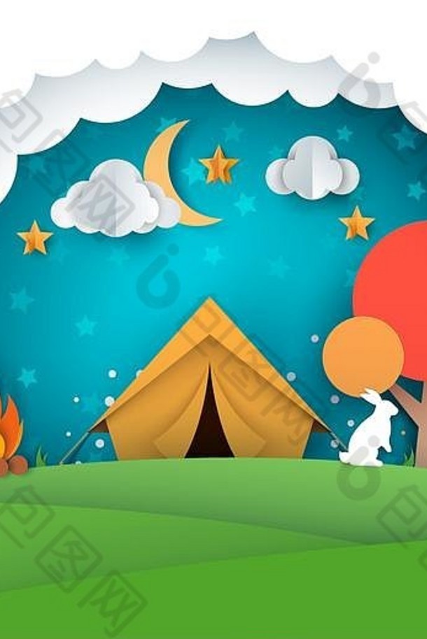 野营帐篷插图纸景观