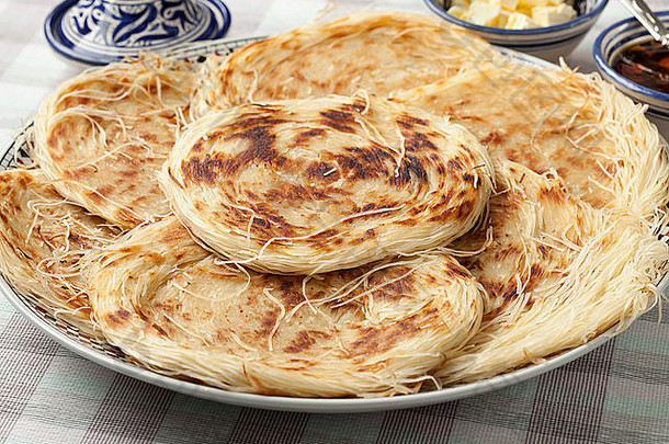 传统的摩洛哥特殊的煎饼razat奎迪