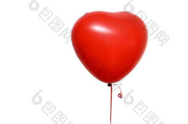 红色的心气球孤立的白色背景