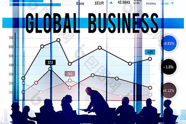 全球业务图增长成功概念