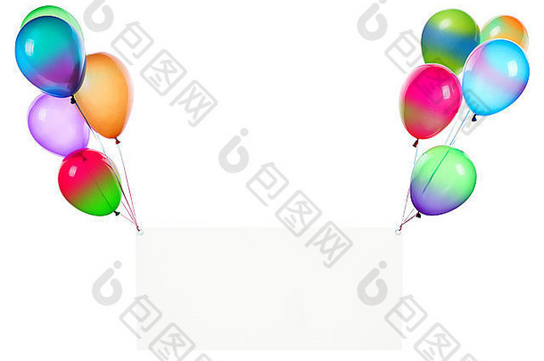 假期横幅色彩斑斓的气球孤立的白色