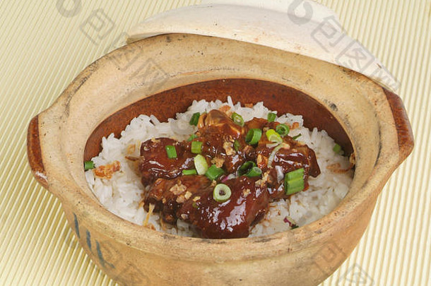 陶罐鸡大米亚洲中国人食物
