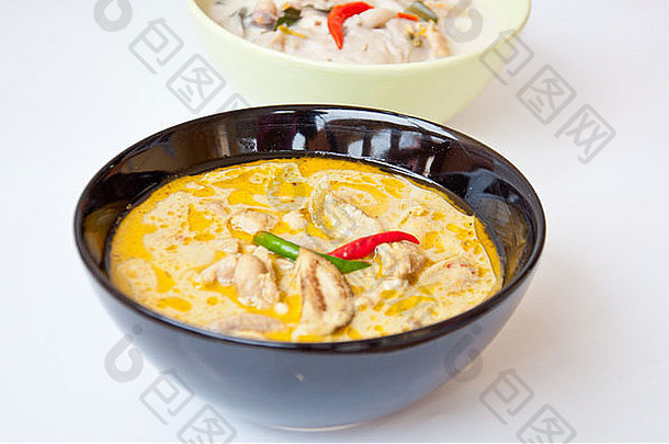 美味的泰国食物调用kaengkeaw婉或