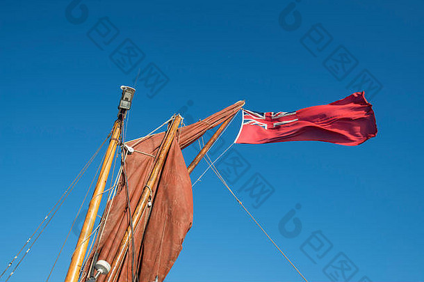 旗飞行帆驳船河泰晤士河伦敦