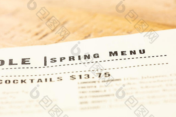 餐厅菜单清单春天项目季节定价
