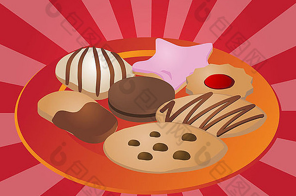 各种各样的饼干花俏的甜蜜的饼干插图