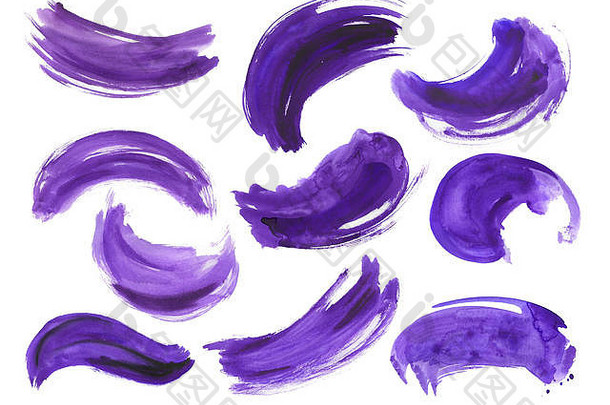 水彩超紫罗兰色的一笔集