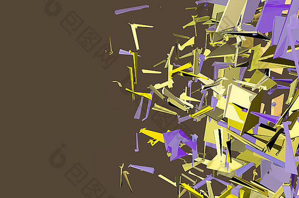 摘要支离破碎的<strong>多</strong>维数据集模式紫色的黄色的背景