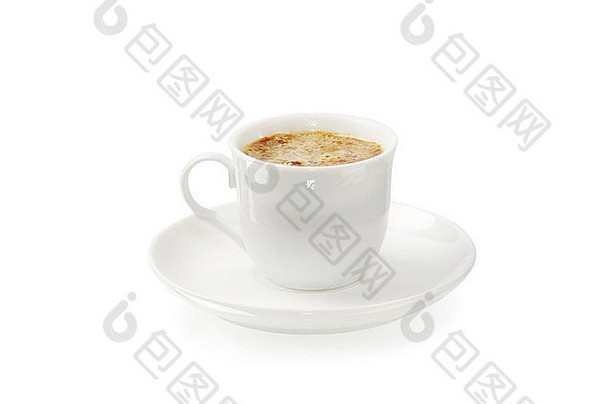 咖啡集合表示杯孤立的白色背景