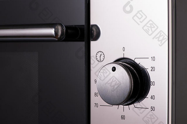 恒温器处理现代微波特写镜头厨房设备