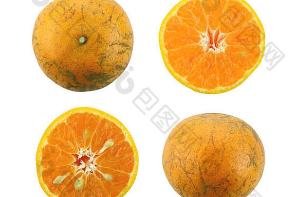 新鲜的橘子橙色孤立的白色背景剪裁路径