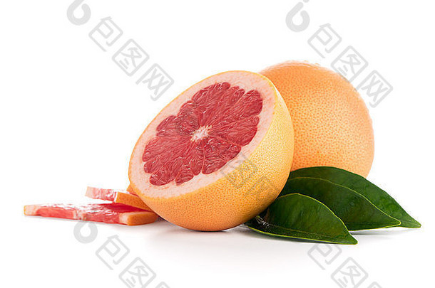成熟的红色的葡萄柚孤立的白色背景