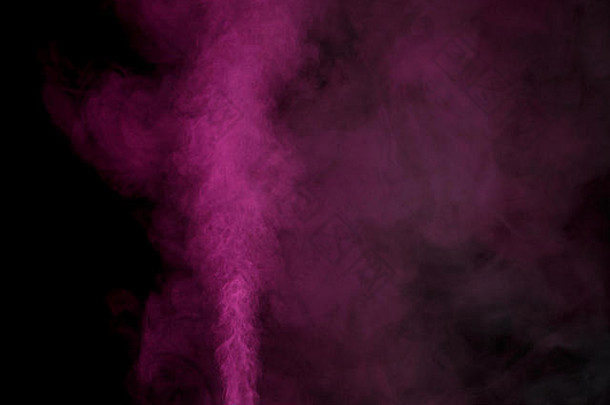 摘要紫色的水蒸汽黑色的背景纹理设计元素摘要艺术蒸汽增湿器宏拍摄