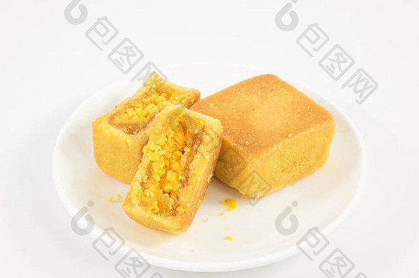 美味的台湾菠萝糕点蛋糕小白色菜