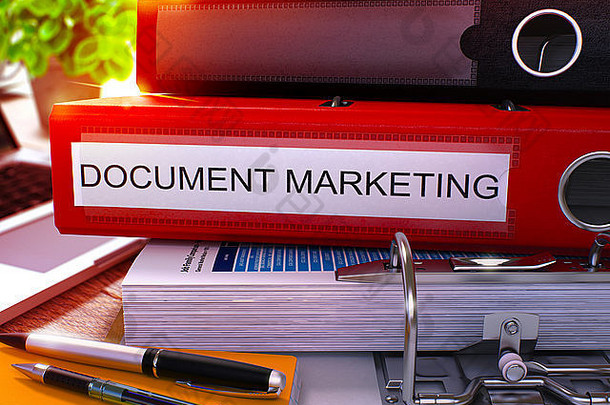 红色的办公室文件夹登记文档市场营销
