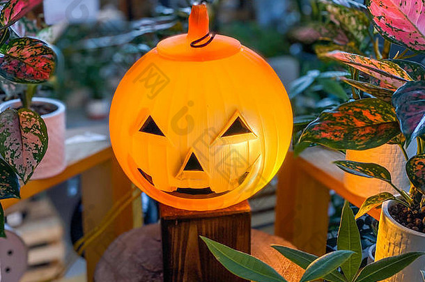 万圣节假期decoration-pumpkin杰克灯笼令人毛骨悚然的微笑