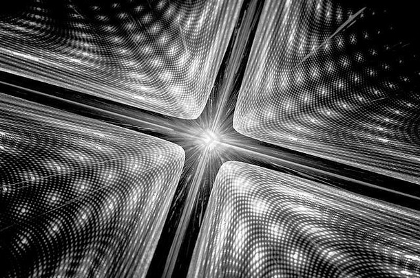 量子力学黑色的白色纹理粒子波归因电脑生成的摘要分形背景呈现