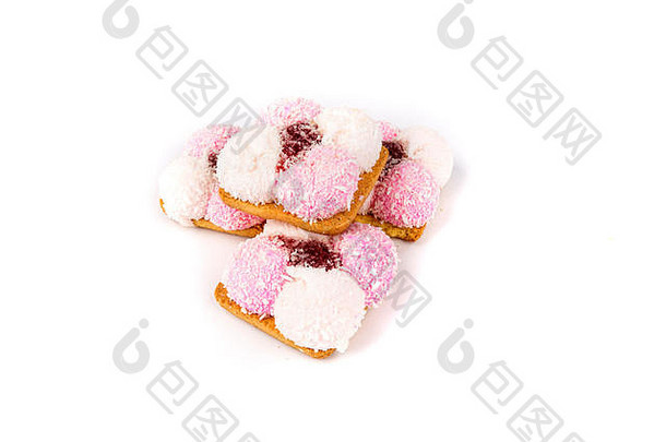 粉红色的红色的棉花糖零食治疗拉美裔椰子饼干