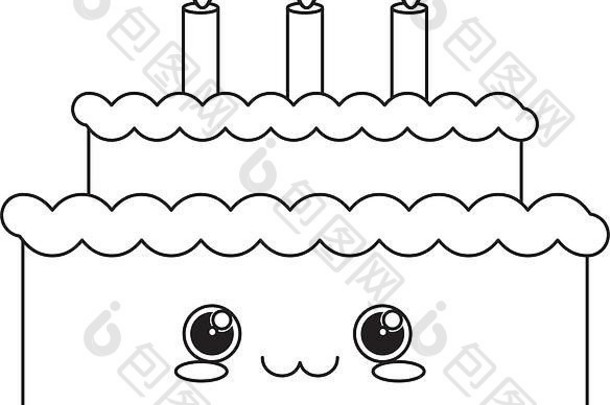 可爱的伯特戴蛋糕蜡烛白色背景向量插图