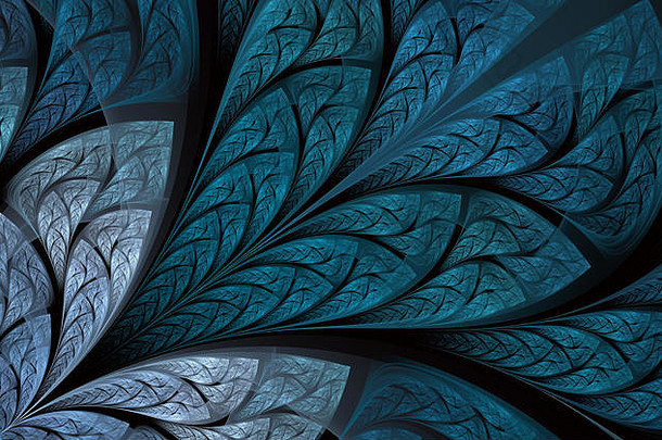五彩缤纷的花模式彩色玻璃窗口风格对称的分形模式多色美丽的树树叶电脑生成的图形