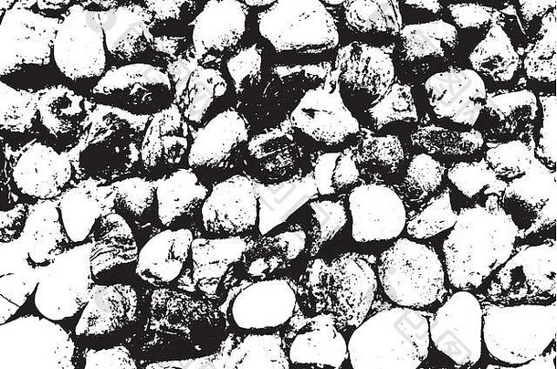 向量海石头背景黑色的白色纹理向量插图