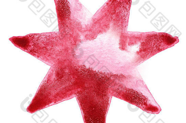 红色的水彩明星插图白色回来