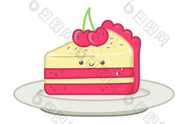 甜蜜的蛋糕设计甜点食物美味的糖零食美味的主题向量插图