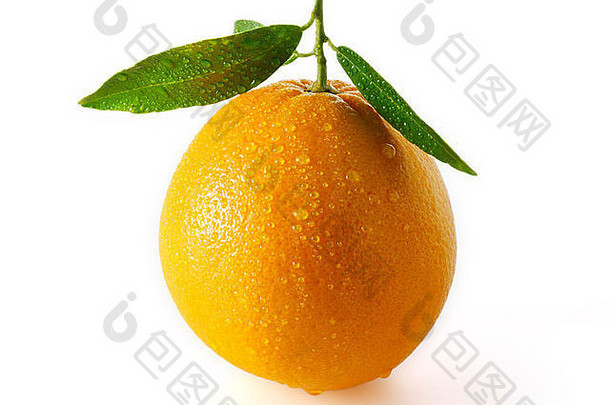 新鲜的<strong>橙子</strong>叶子白色背景减少