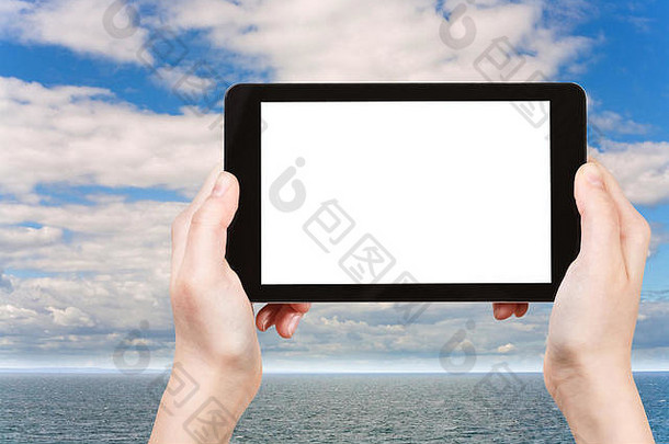 旅行概念旅游照片北海早....平板电脑减少屏幕空白的地方广告