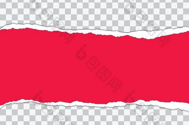 向量插图撕裂红色的纸透明的背景孤立的白色背景合适的文本插入