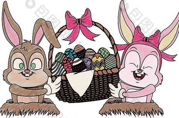 可爱的兔子复活节鸡蛋卡通