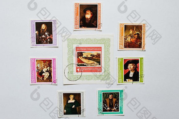 乌日哥罗德乌克兰约帖子邮票印刷保加利亚显示绘画睡觉金星意大利人物还