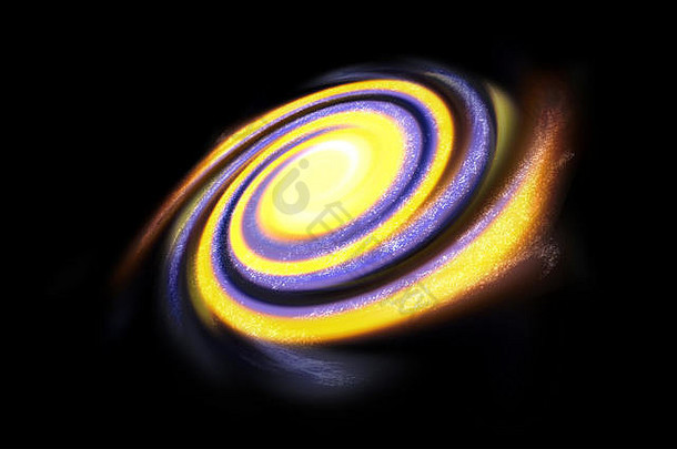 黄色的紫色的黑色的暖孔孤立的黑色的背景星系孤立的黑色的背景