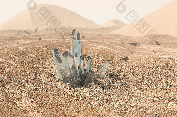 集群魔法水晶收集沙漠呈现电脑数字背景