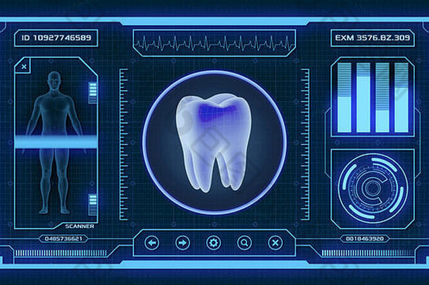 未来主义的应用程序接口医疗科学目的牙扫描仪渲染