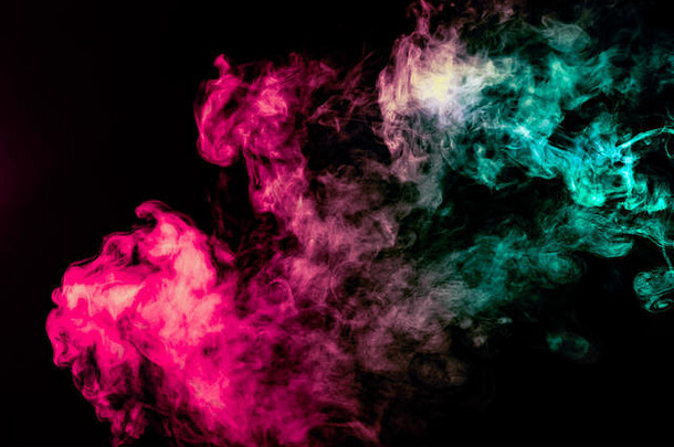 彩色的背景绕组云烟模式形式粉红色的绿色蓝色的颜色舌头火焰黑色的伊索拉