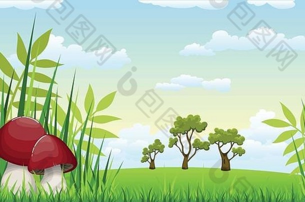 插图景观蘑菇