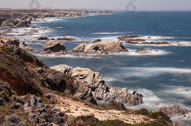 渔民路线科斯塔vicentina位于西南葡萄牙特征岩石形成水晶海滩