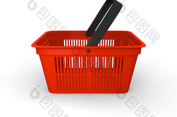 插图空红色的塑料购物篮子
