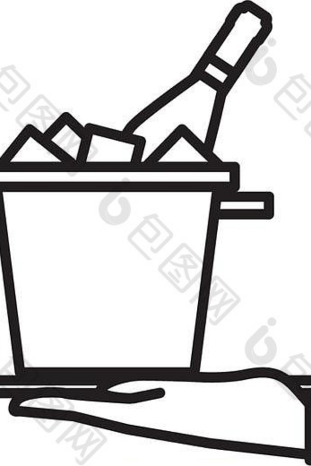 酒瓶桶冰行风格图标向量插图设计