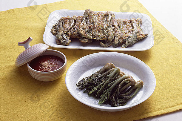 朝鲜文panfried食物