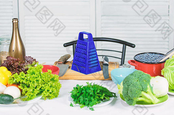 表格烹饪餐具蔬菜成分世界口味新鲜的蔬菜成分健康的餐绿色植物新鲜的蔬菜烹饪蔬菜提示
