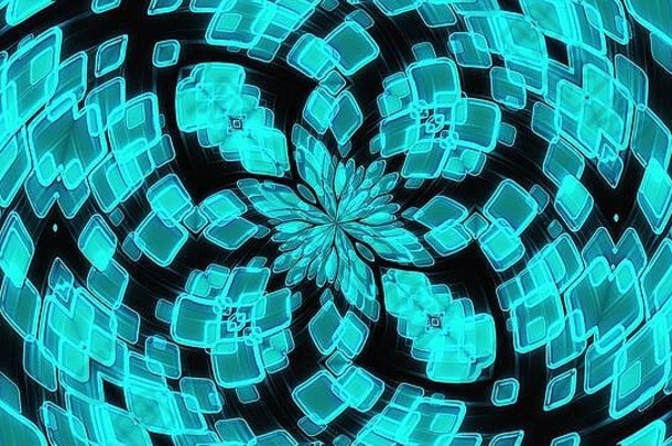万花筒发光的晶体花瓣形成美丽的花呈现电脑生成的技术背景
