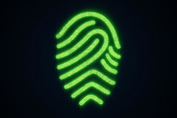 指纹闪亮的粒子电脑生成的背景呈现概念扫描指纹数字屏幕