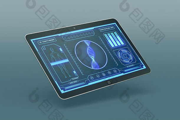 平板电脑未来主义的应用程序接口医疗科学目的人类太太扫描仪渲染