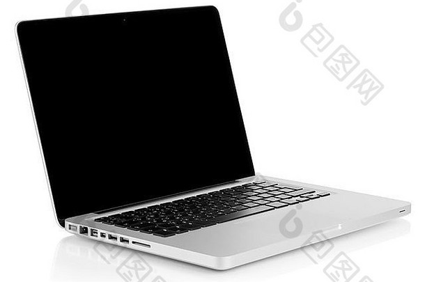 铝移动PC黑色的屏幕孤立的白色背景