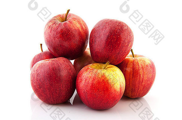桩新鲜的红色的苹果孤立的白色背景