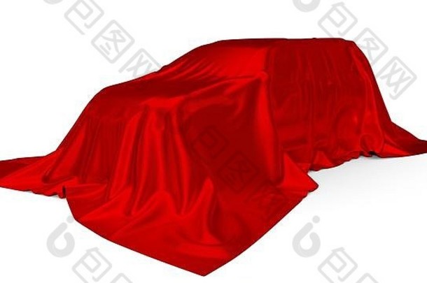 红色的丝绸覆盖运动型多功能车车概念插图