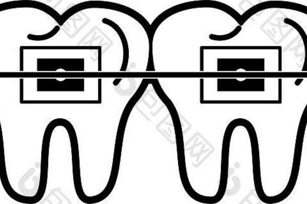 臼齿牙套牙科相关的图标图像