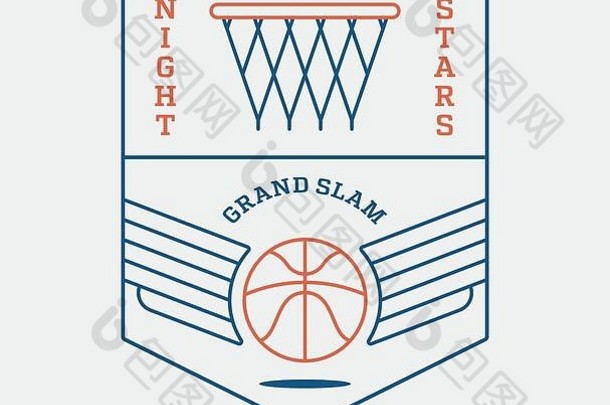 篮球晚上星星向量插图体育运动